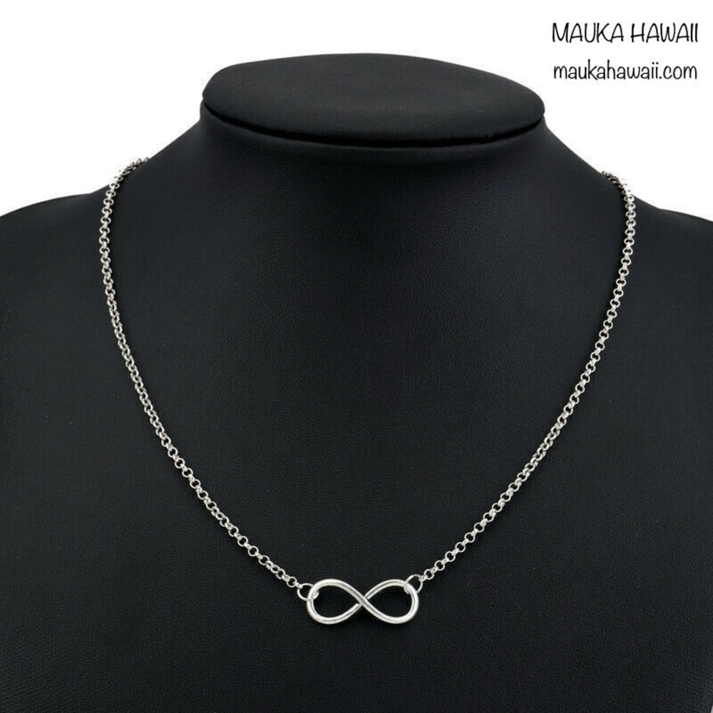 Stainless Eternal Infinity Lemniscate Minimalist Charm Necklace 18” Chain